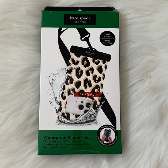 KATE SPADE Cheetah Waterproof Phone Pouch in Tan/Black